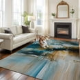 thumbnail image 3 of Area Rug for Living Room, Turquoise Gradient Non-Slip Indoor Large Carpet for Bedroom/Dining Room, Abstract Modern Luxury Ombre Painting Washable Low-Profile Rectangle Floor Runner Rugs - 5 x 7 Ft, 3 of 7