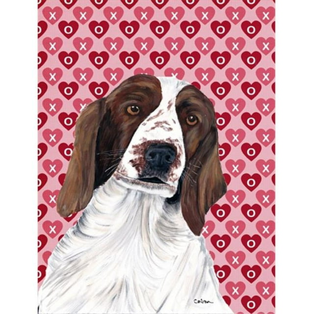 15 x 15 In. Welsh Springer Spaniel Hearts Love Valentines Day Flag Garden