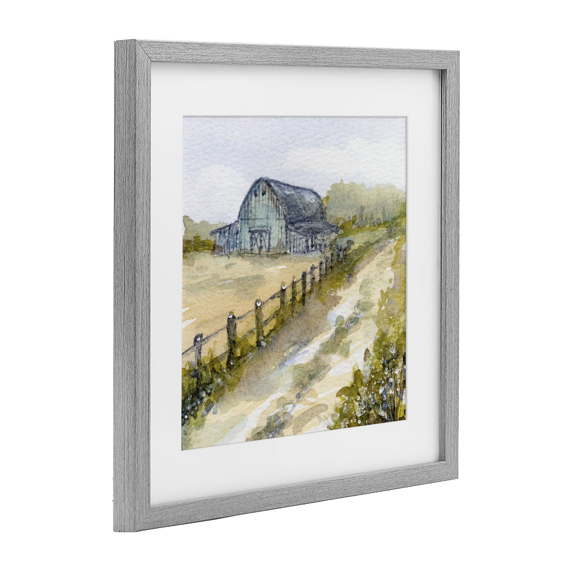 Stupell Industries Blue Barn Lane Gray Framed Print Under Glass, design by Patti Bishop