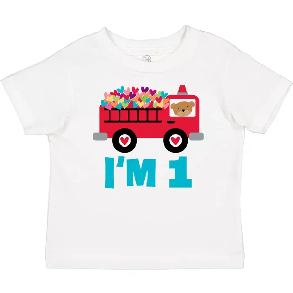Bella Canvas 1st Birthday Fire Truck Baby Toddler Shirt Babys First Im 1 One Turning Tees Toddler Shirt