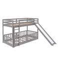 thumbnail image 4 of Twin Over Twin Bunk Bed with Slide and Ladder, Gray, 4 of 13