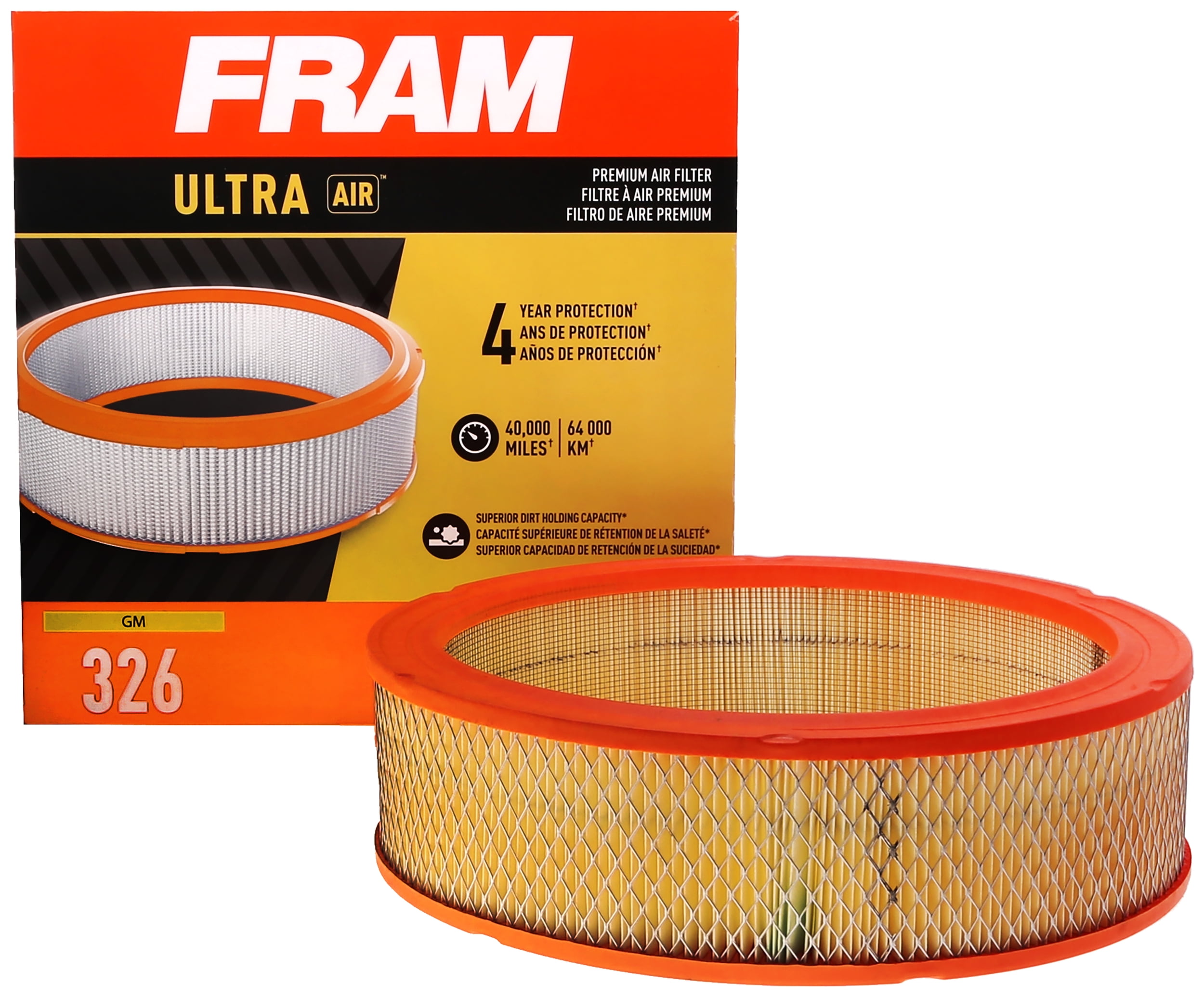 (2 pack) FRAM Ultra Premium 40,000 Mile Air Filter, 326 for Select GM Vehicles