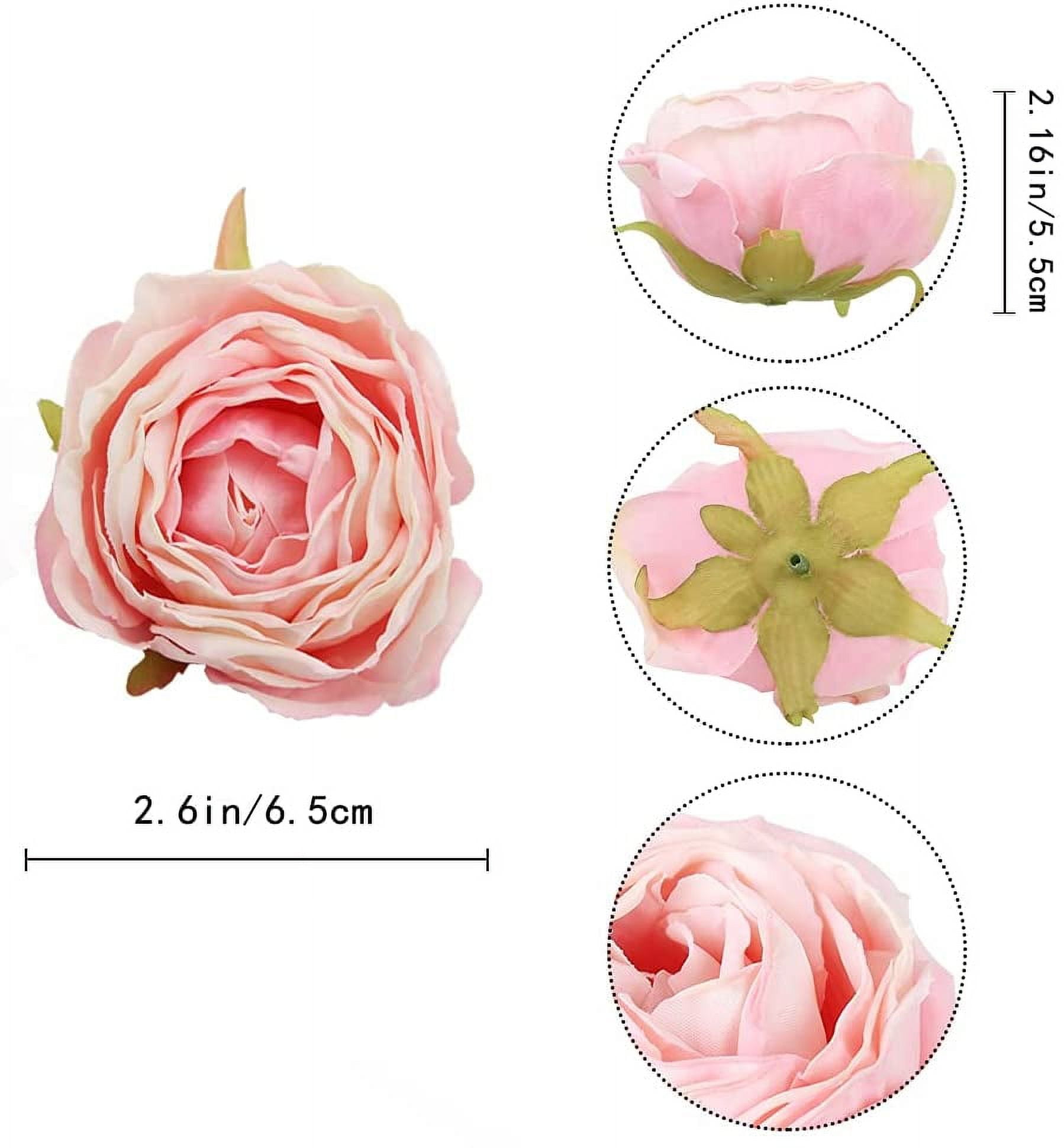 Pink Flowers Silk Rose Heads Pink Fake Roses Artificial Flowers Real Touch Pink Roses for Wall Decoration Fake Flowers Bouquet Silk Roses Flower Heads Bulk for Wedding Centerpieces (Pink)