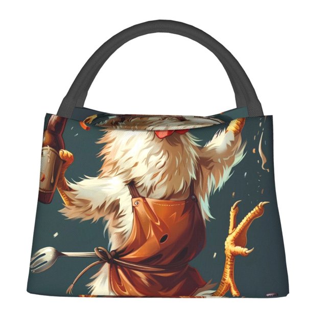 Balery Chef Chicken With Beer Bottles Bolsa de Aislamiento Portátil – Bolsa de Almuerzo con Forro de Aluminio Mejorado, Funda Impermeable y Fácil de Limpiar para Picnic y Caja de Almuerzo