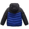 thumbnail image 2 of Favoffer Winter Big Kids Patchwork Hooded Down Jacket Solid Color Long Sleeve Lightweight Boys Girls' Warm Outerwear Daily Travel Outdoor 8-17Y, 2 of 3