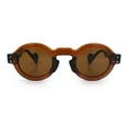thumbnail image 6 of Retro Nerdy Hipster Round Thick Horn Rim Plastic Keyhole Sunglasses Brown Green - Brown, 6 of 8