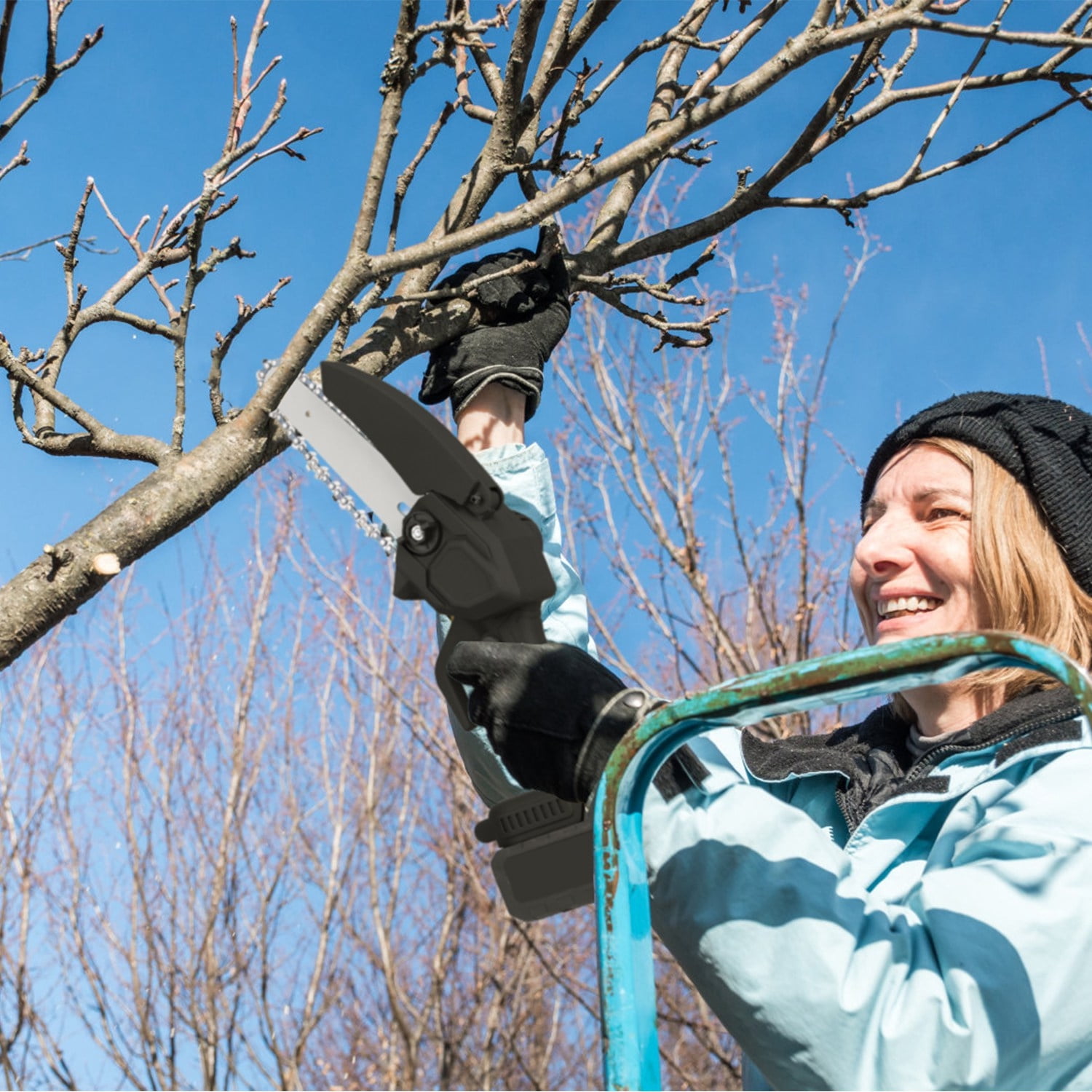 2-Size Mini Handheld Rechargeable Electric Chainsaw (4In & 6In) – Battery-Powered Wood/Tree Cutting Tool