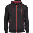 thumbnail image 1 of Build Your Brand - Chaqueta deportiva con cremallera para hombre (Negro/Rojo), 1 of 4