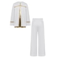 thumbnail image 3 of Doomiva Church Robe for Boys Tunic Tops with Pants Set Choir Gowns Worship Liturgical Praise Clothes Suit White 12, 3 of 5
