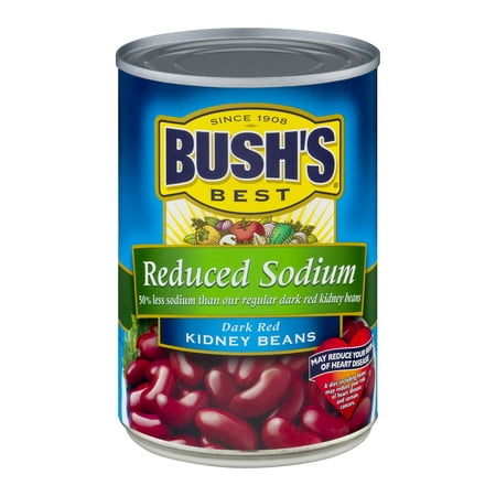 (6 Pack) BUSH'S BEST Reduced Sodium Dark Red Kidney Beans, 16.0