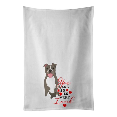 

Pit Bull Blue #2 so Loved White Kitchen Towel Set of 2 19 in x 28 in