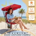 thumbnail image 4 of 2-Pack Portable Folding Camping Chairs with Canopy Shade, Beach Chair for Adults, Durable Weather Resistant 600D Oxford Cloth, Camping Chair with Canopy for Outdoors, 4 of 6
