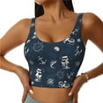 thumbnail image 3 of Goofa Vintage Marine Printed Sports Bras for Women, High Impact Running Bra Workout Crop Tank Tops Longline Sports Bra Push up-, 3 of 9