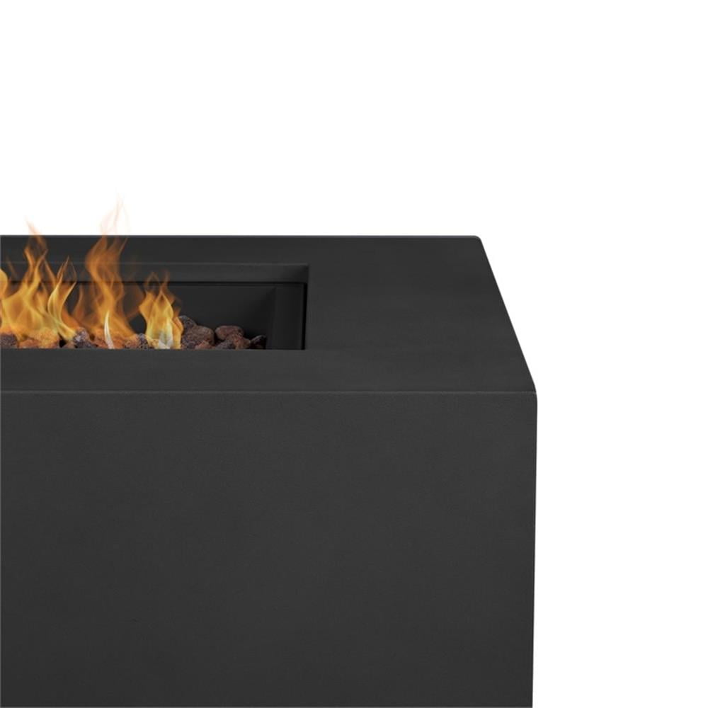 Afuera Living 50" Stainless Steel Rectangle Propane Fire Table in Black