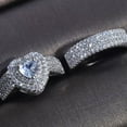 thumbnail image 5 of 2 Pcs/Set Romantic 925 Silver Rings Cubic Zircon Engagement Band Jewelry Sz 6-10, 5 of 6