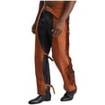 thumbnail image 4 of Zaldita Mens Suede Fringe Western Cowboy Chap Fancy Dress Outfit Fashion Trousers Leggings Brown L, 4 of 7