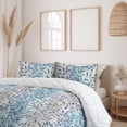thumbnail image 2 of Ambesonne Leaf Print Down Alternative Quilt Comforter, Painting Look Branches, Full, Teal Eggshell Dark Violet, 2 of 5