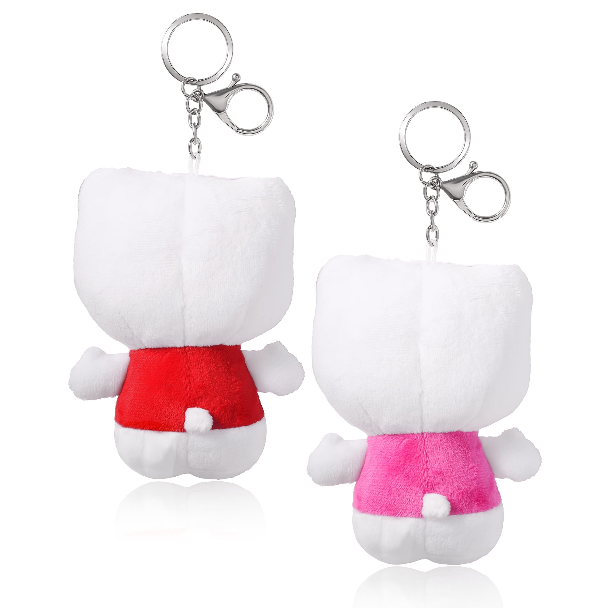 Hello Kitty Plush Keychain Set of 2, Sanrio Bag Charm, Red & Pink