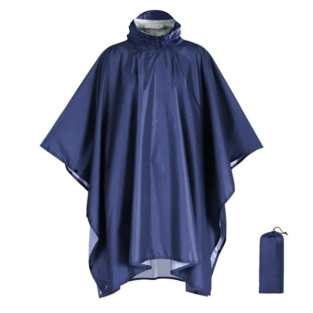 MIASHUI Poncho Imperméable Léger Réutilisable avec Capuche pour Randonnée et Activités Extérieures, Bleu, Taille Unique