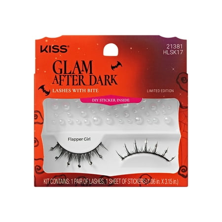 KISS Halloween False Eyelashes, ‘Flapper Girl’, 9mm-12mm, Spiky Volume, 1 Pair KISS Lashes