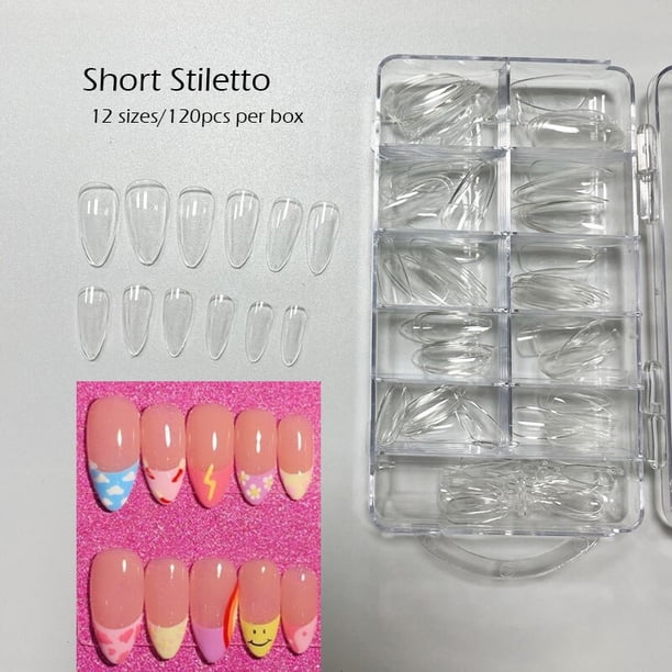 Uñas postizas artificiales, uñas postizas de Gel suave esculpido, cubierta completa, salón de acrílico, cápsula de presión, 120 piezas XXS