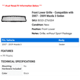 thumbnail image 2 of Front Lower Grille - Compatible with 2007 - 2009 Mazda 3 Sedan 2008, 2 of 2