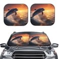 thumbnail image 2 of Balery 2 Piece Sunset Dancing Dolphin Car Windshield Sun Shade|Foldable Front Windshield Shade for Car Front Window for Most Sedans SUV Truck-Medium, 2 of 7