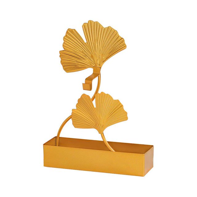 Matsuzay Ginkgo Leaf Holder Golden Stand Delicado Adorno de Escritorio Hierro Soporte con Ceniza para Dormitorio Decoración del hogar Hoja doble Matsuzay HA026082-02