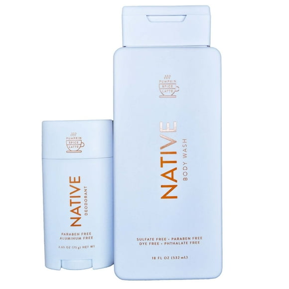 Native Pumpkin Spice Latte, Body Wash 18 oz and Deodorant 2.65oz