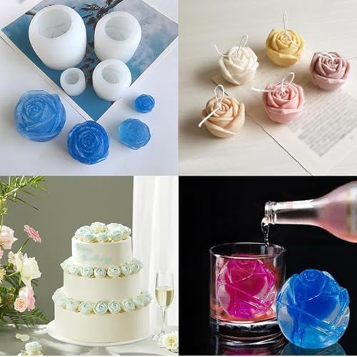 6 Pcs Flower Candle Making Mold Silicone 3D Rose Butterfly Molds Kit De Rosas Silicona para Velas for Candle Bouquet DIY, Wax, Soap, Epoxy Resin, Clay Craft Home Decor Valentine's Day Gift