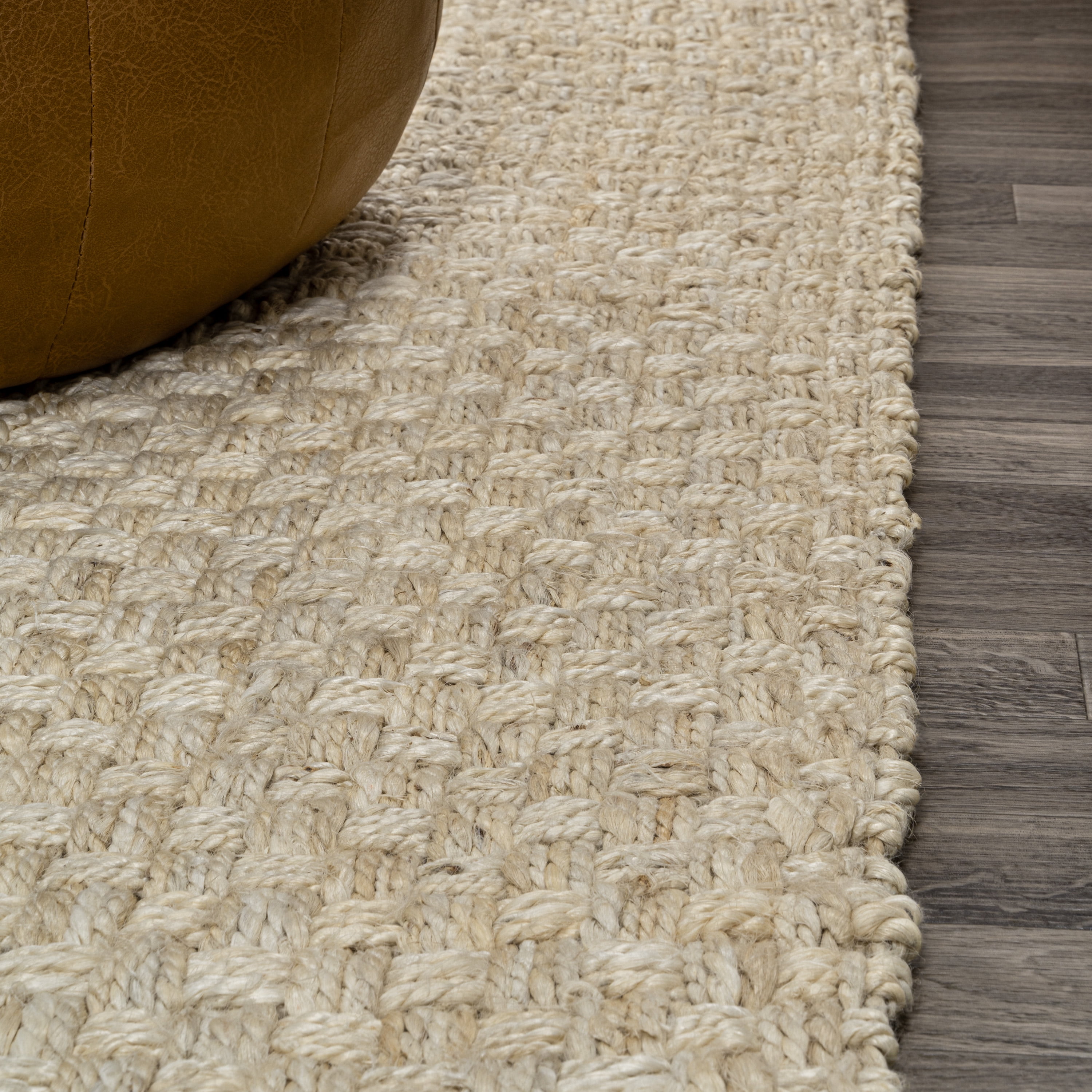 JONATHAN Y NATURAL FIBER 2 x 8 Runner Rug, Estera Hand Woven Boucle Chunky Jute - Ivory, NFR102B-28