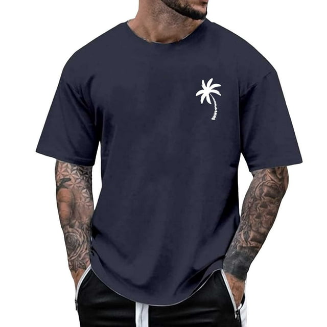 T-shirts pour Hommes Été Décontracté avec Imprimé Arbre Manches Courtes Col Rond pour Usage Quotidien