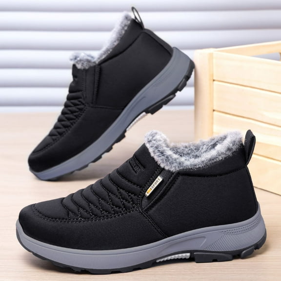 XIMIN Womens Snow Boots Sheepskin-Lined Ankle Booties Waterproof Winter Warm Boots Fur Fuzzy Thermal Soft Booties Synthetic Leather Side Zip Fashion Boots