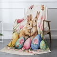 thumbnail image 2 of SpXubz Easter Bunny And Eggs Flannel Throw Blanket For Gift Home Sofa Bed Decoration 60x50 inch, 2 of 5