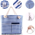 thumbnail image 3 of Yorcoten Extra Large Women Beach Tote Bag with Multiple Pockets ,Newest Waterproof Sandproof Handmade Tote Bags for Travel Vacation Gifts Summer Pool Essentials Shoulder Crossbody Handbag Blue Stripe, 3 of 6