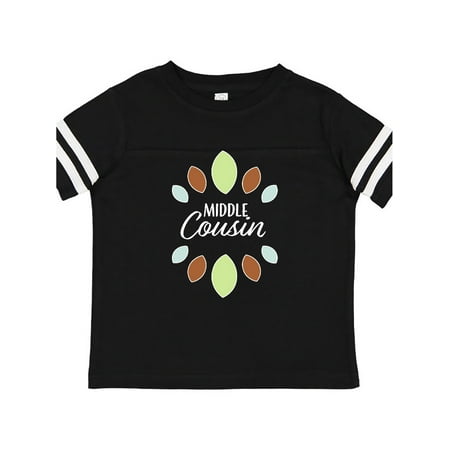 

Inktastic Middle Cousin with Green Brown Light Teal Flowers Gift Toddler Boy Girl T-Shirt