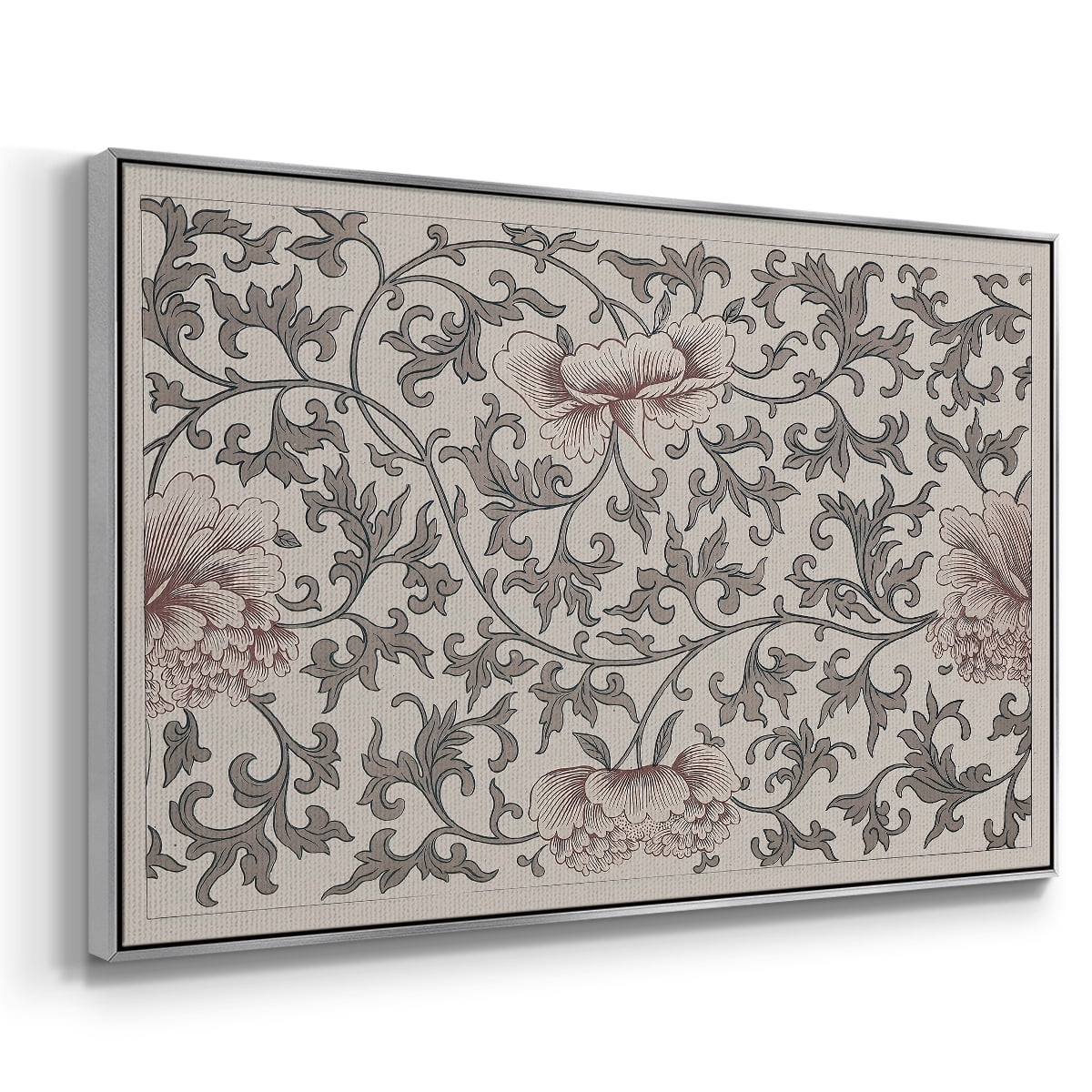 Vintage Abstract Print-XVII Framed in Silver Wood Gallery Wrapped Canvas 27 in. x 41 in.