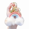 thumbnail image 3 of Woven Plush Pendant Rainbow Cloud Hairball Keychain Schoolbag Backpack Purse Ornament Charm Car Interior Hanging Decor, 3 of 10