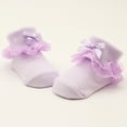 thumbnail image 4 of Eleanos Newborn Baby Girls Princess Floral Lace Bowknot Socks Infants Cotton Ruffle Frilly Trim Ankle Socks, 4 of 7