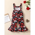 thumbnail image 3 of Wassery Baby Girl Halloween Jumpsuit Sleeveless Skull Rose Print Long Romper Pants Toddler Fall Bell-Bottoms 6M-4T, 3 of 9
