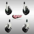 thumbnail image 2 of 5 Inch 316SS Soft Rubber Swivel 1-1/4 Inch Expanding Stem Caster Set 2 Brake SCC, 2 of 2