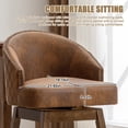 thumbnail image 3 of Villeston Swivel Bar Chair With Backrest Sets of 2, Leather Kitchen Stool With Wooden Legs And Footrest，Coffee, 3 of 7
