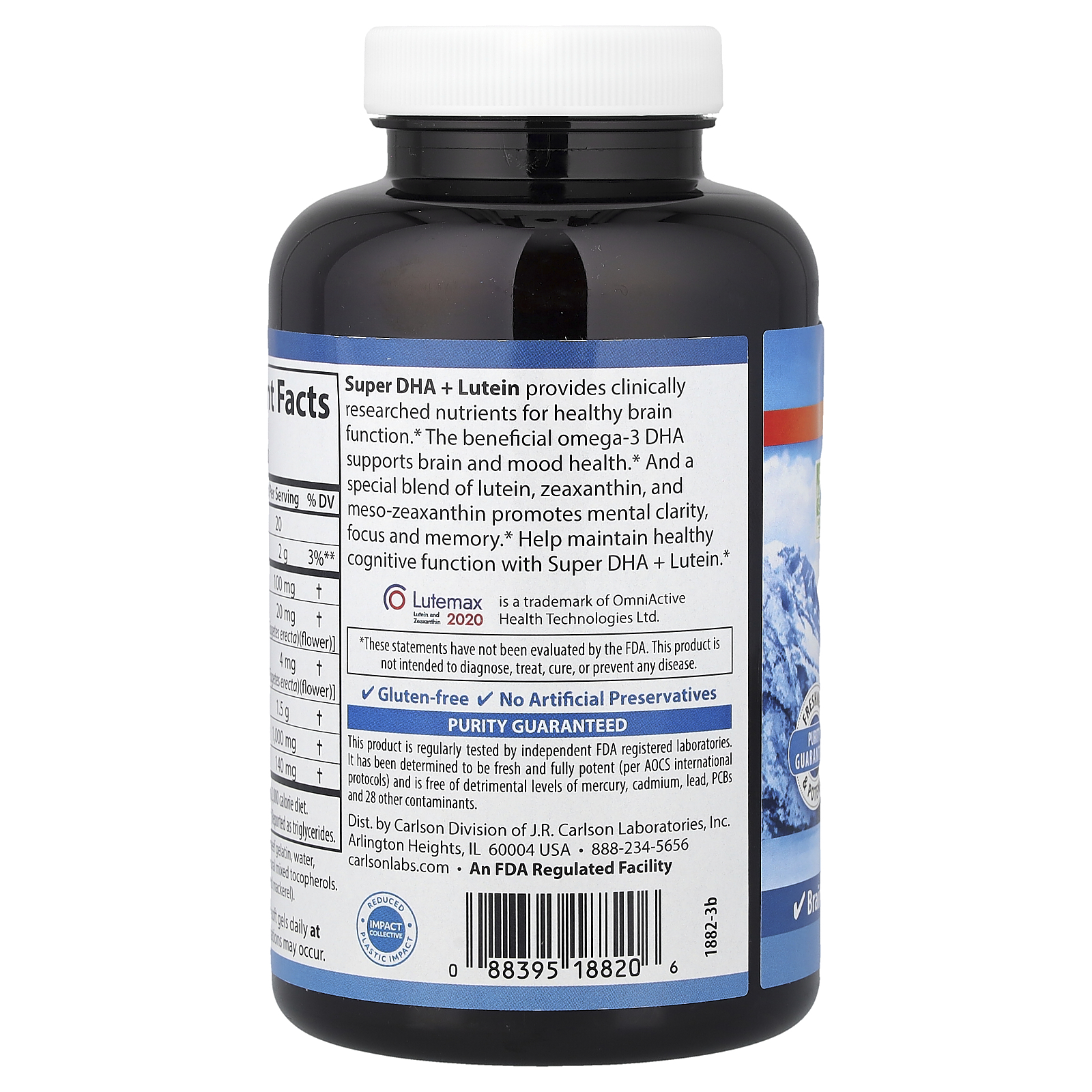 Carlson Super DHA Plus Lutein, 120 Soft Gels