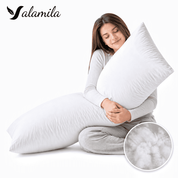 Yalamila Soft Body Pillow Insert for Adults, Full Length Bed Pillow with Fluffy Support Filling, Breathable Long Body Pillow for Side Sleepers, 20x54in, White