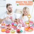 thumbnail image 4 of Juego de té NQ para niñas tetera tazas cubiertos galletas postres helado accesorios de cocina de juguete Regalo para niños de 3 a 6 años, 4 of 5