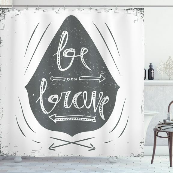 Ambesonne Saying Shower Curtain, Be Brave Slogan Arrows, 69"Wx70"L, Charcoal Grey and White