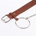 thumbnail image 3 of Cinturón de cinturo ajustable de material cuero PU de moda para mujer con de metal marrón, 3 of 9