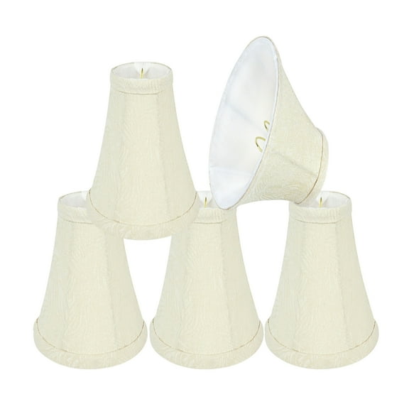 Aspen Creative 30076-5 Small Bell Shape Chandelier Clip-On Lamp Shade Set (5 Pack), Transitional Design in Beige, 6" bottom width (3" x 6" x 5")