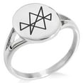 thumbnail image 1 of Stainless Steel Reiki Midas Star Prosperity Minimalist Oval Top Polished Statement Signet Ring, 1 of 1
