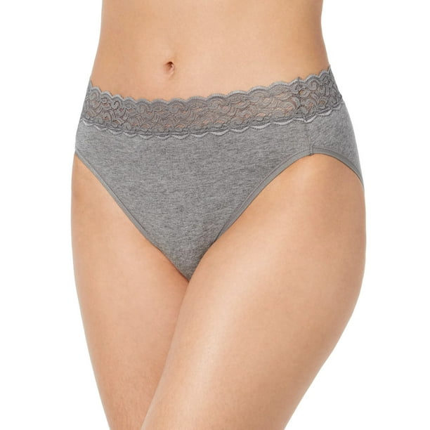Vanity Fair Womens Flattering Lace Cotton Stretch Hi Cut Panty, 9